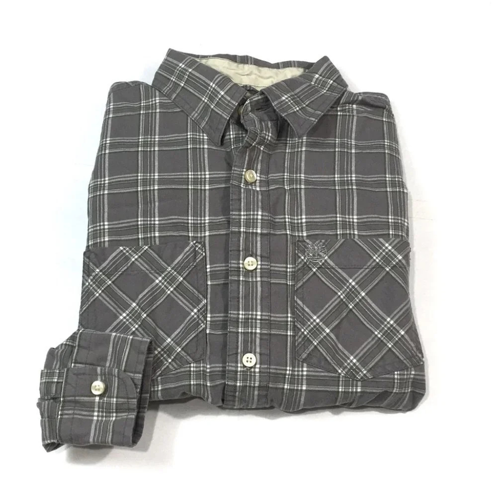 BF276 Timberland Boots Brand Outdoor Button Down Shirt L